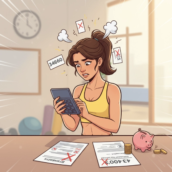 Pamela con calculadora