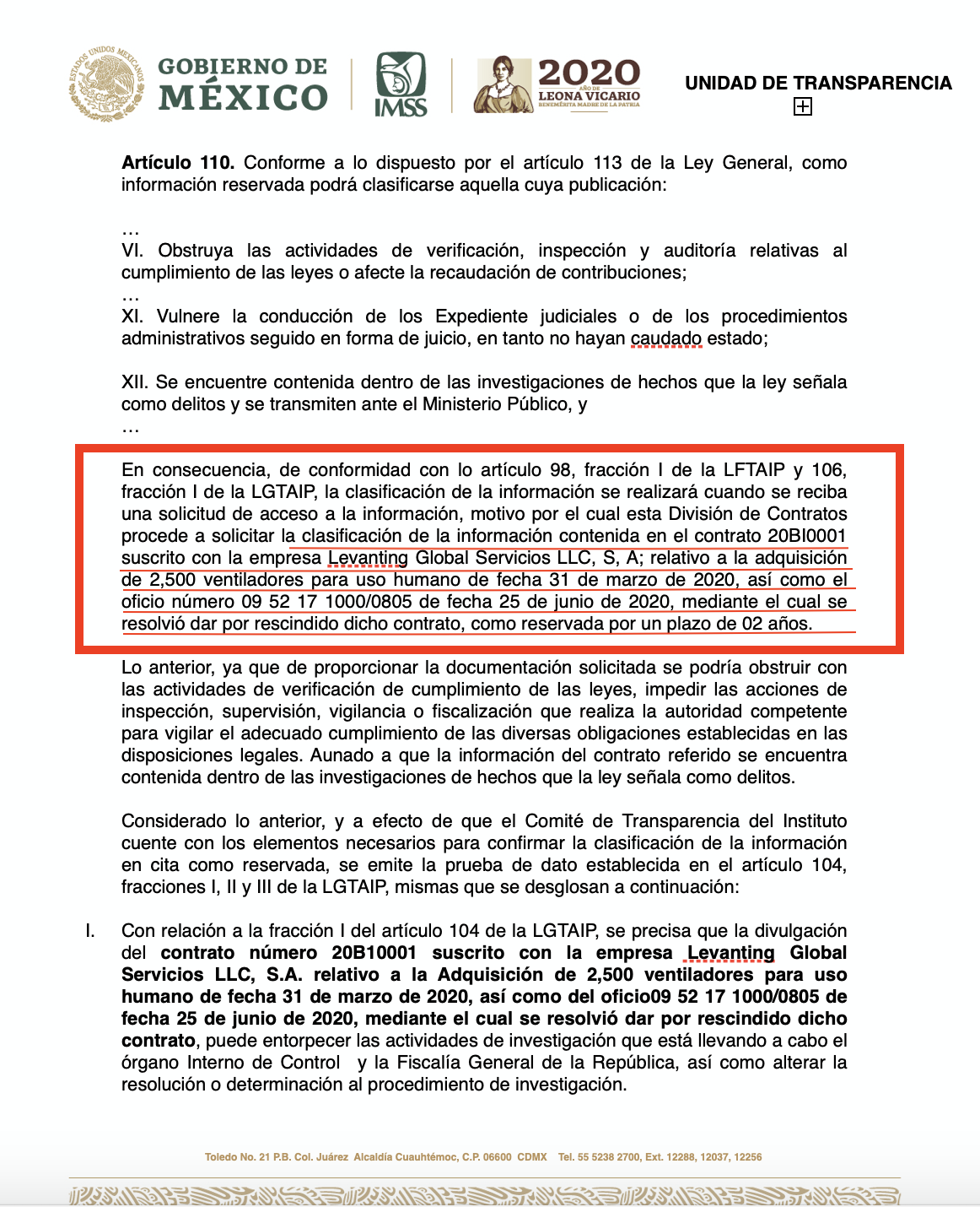 IMSS Rescinde Contrato Con Levanting Global… Y Reserva La Información